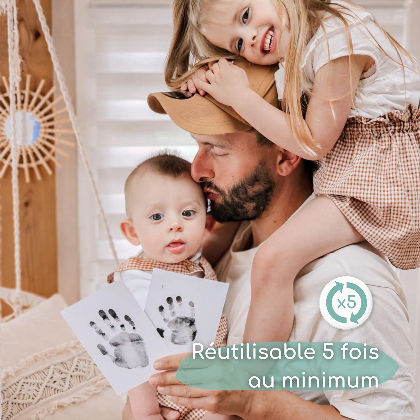Kit Empreinte Bébé Navaris – Cadre Photo Mains & Pieds + Tampon Encreur, Souvenir Naissance