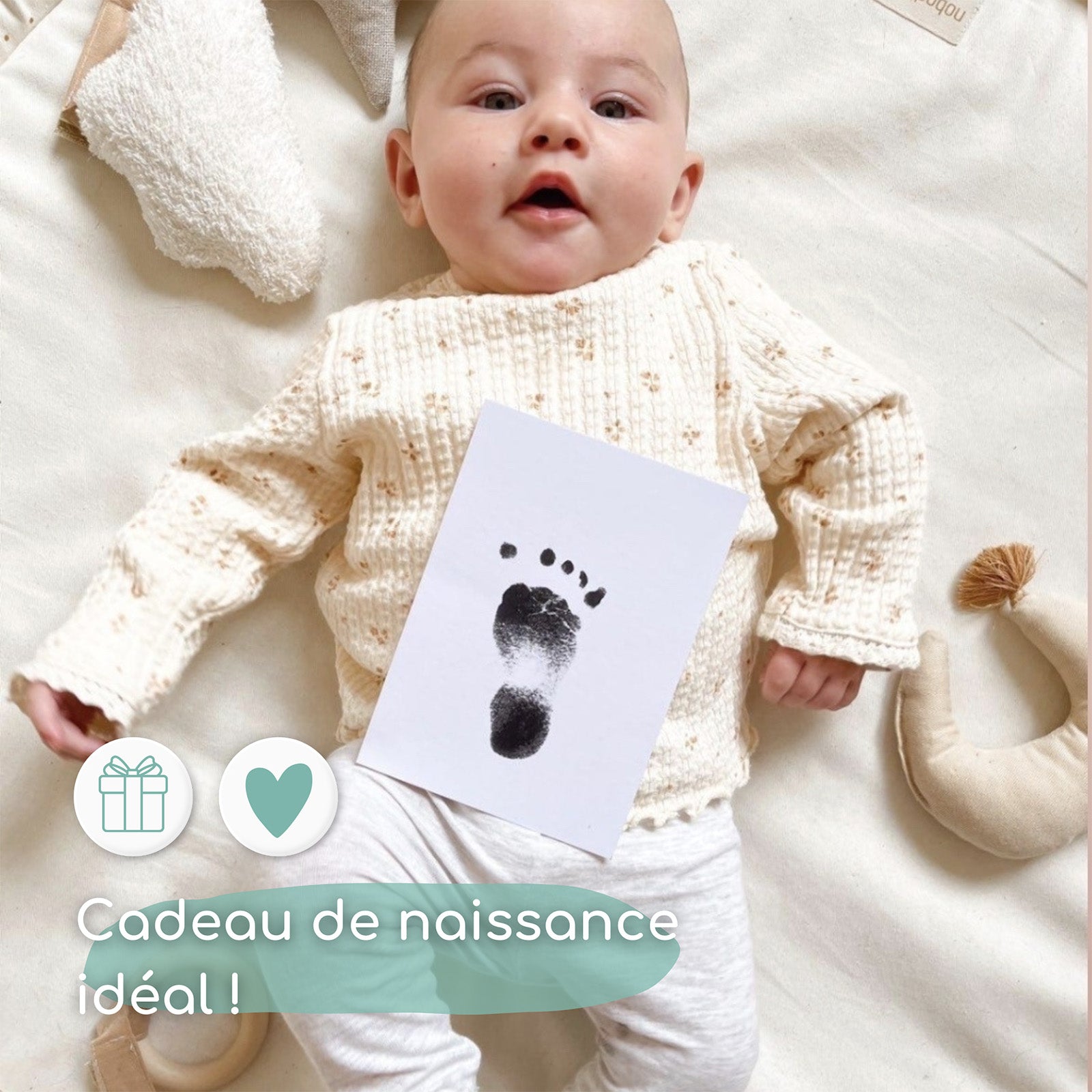 Kit Empreintes Bébé Avec Cadre - Pour Mains Et Pieds - Encre Lavable - Souvenir Nouveau-Né