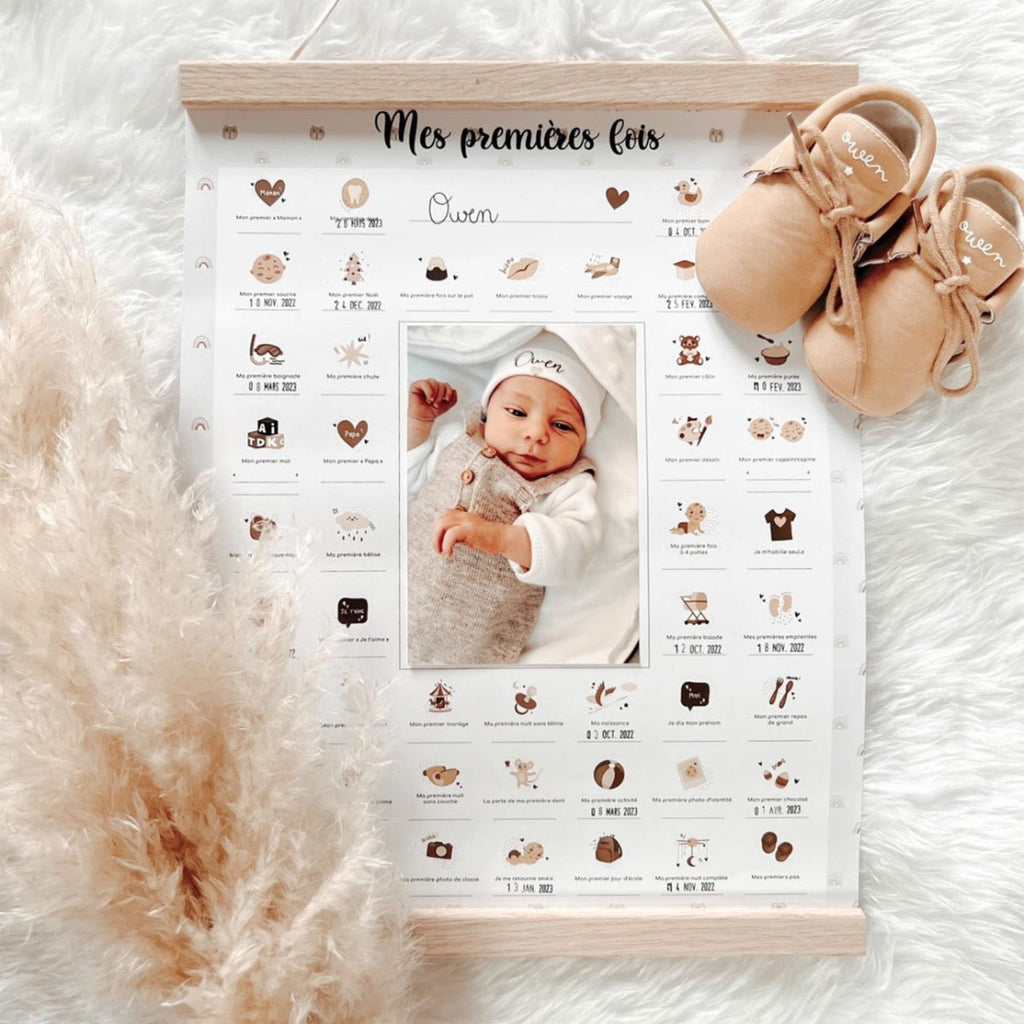 AFFICHE "MES PREMIÈRE FOIS" À TAMPONNER PETIT OURSON - Bébé Nido