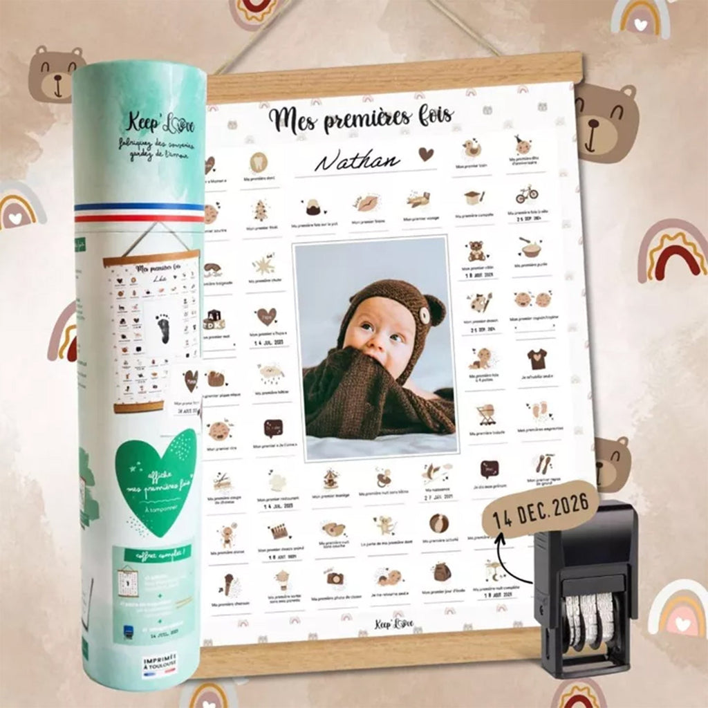 AFFICHE "MES PREMIÈRE FOIS" À TAMPONNER PETIT OURSON - Bébé Nido