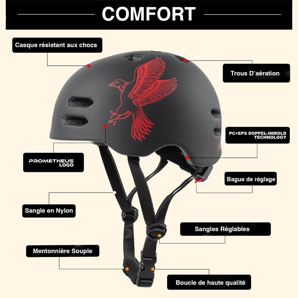 CASQUE DE VÉLO POUR ENFANT AVEC ANNEAU ROTATIF TAILLE S AIGLE ROUGE - Bébé Nido