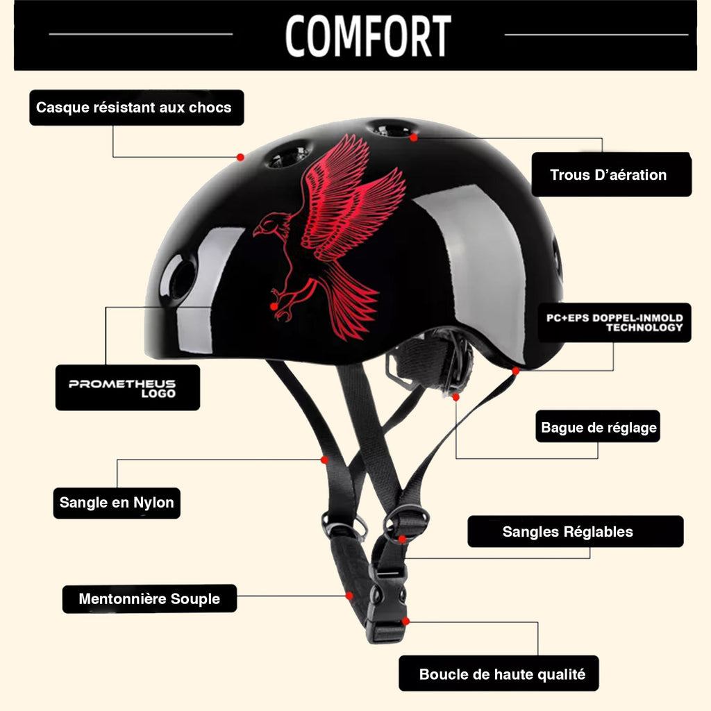 CASQUE DE VÉLO POUR ENFANT AVEC ANNEAU ROTATIF TAILLE XS AIGLE ROUGE - Bébé Nido