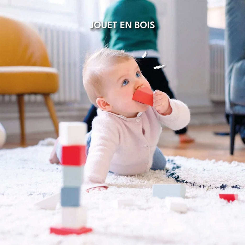 CHARIOT DE MARCHE POMPIER ET CUBES DE CONSTRUCTION EN BOIS - Bébé Nido