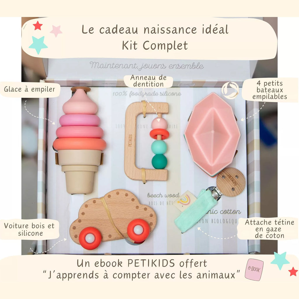 COFFRET D'ÉVEIL NAISSANCE 5 EN 1 ROSE - Bébé Nido