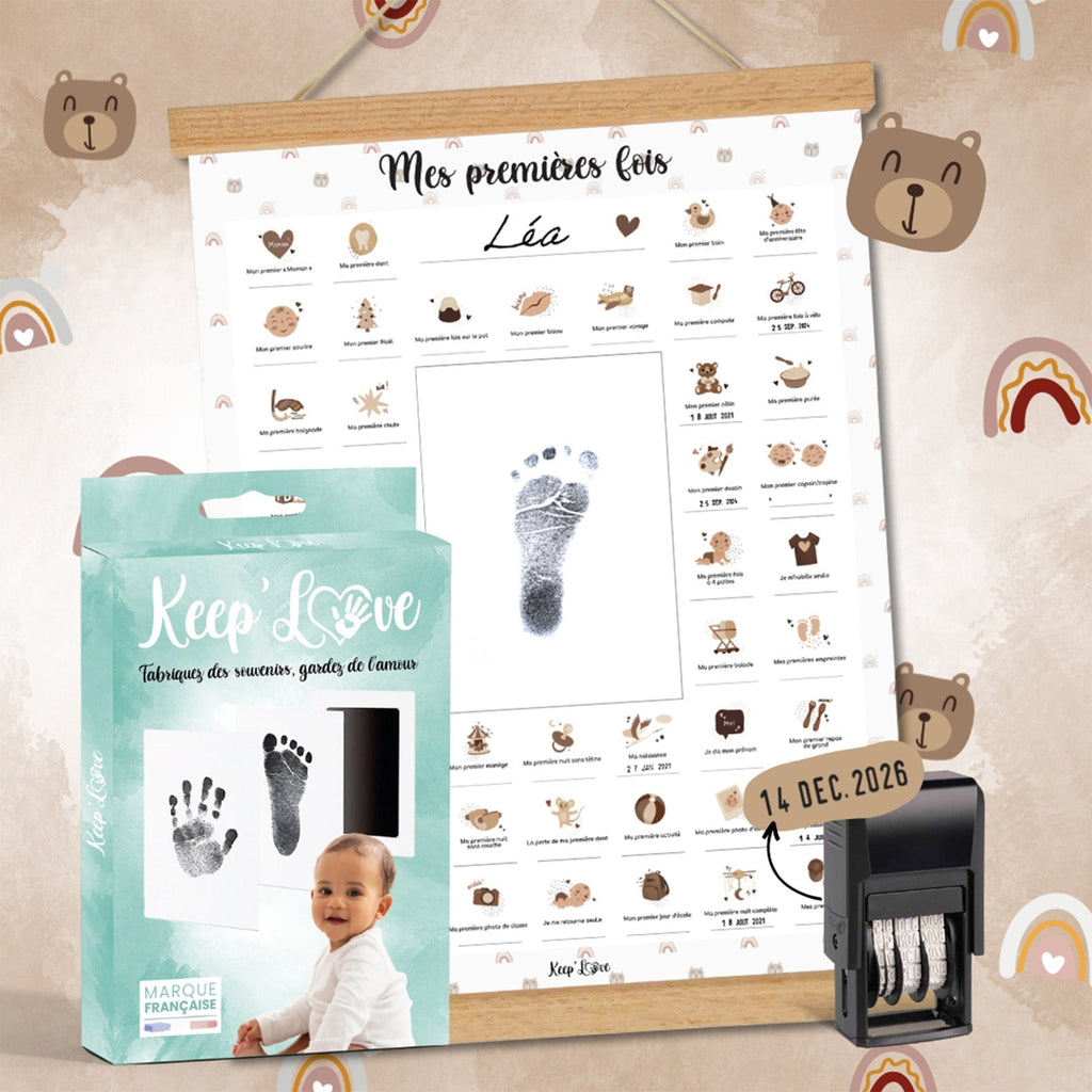 PACK LOVE - AFFICHE "MES PREMIÈRE FOIS" À TAMPONNER + KIT D'EMPREINTES - Bébé Nido