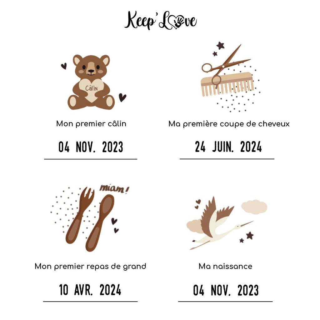 PACK LOVE - AFFICHE "MES PREMIÈRE FOIS" À TAMPONNER + KIT D'EMPREINTES - Bébé Nido