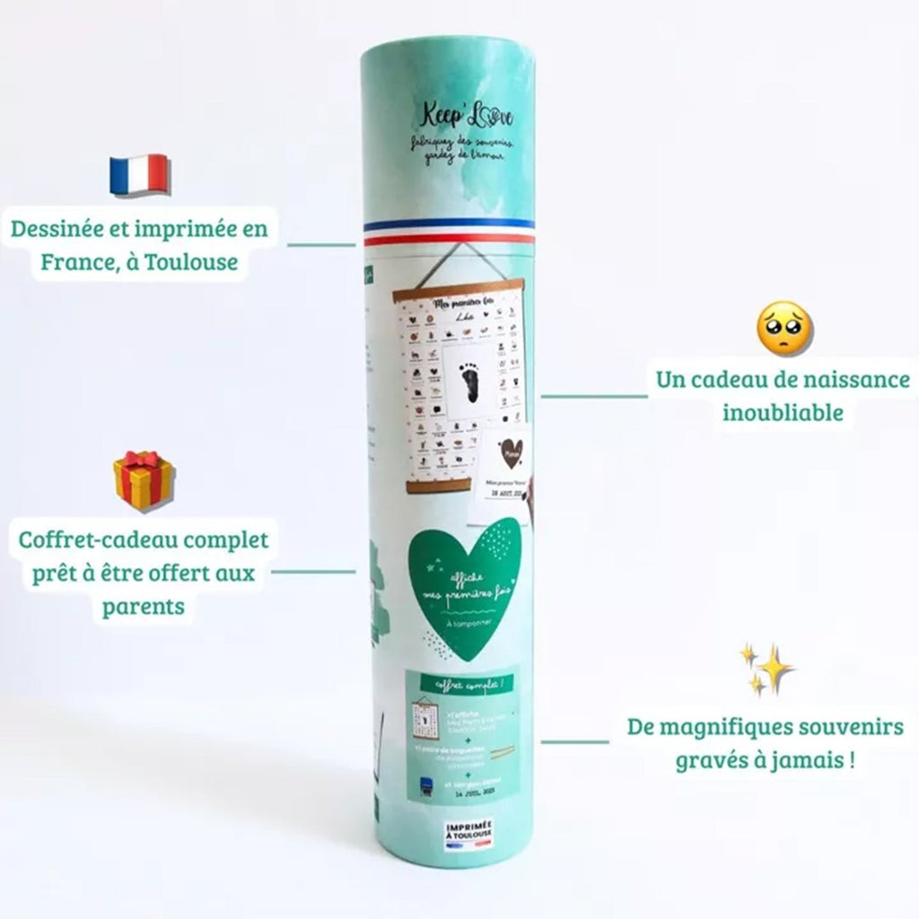 PACK LOVE - AFFICHE "MES PREMIÈRE FOIS" À TAMPONNER + KIT D'EMPREINTES - Bébé Nido