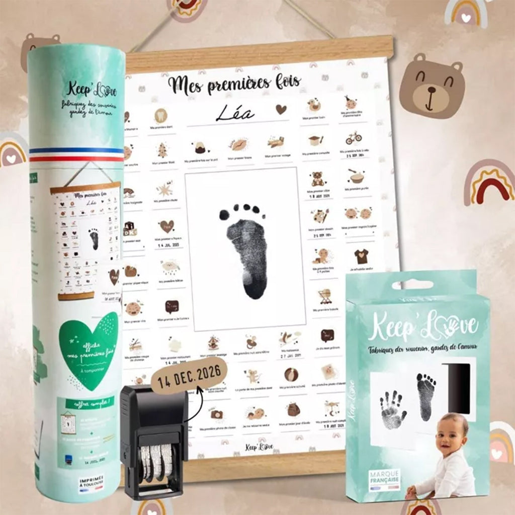 PACK LOVE - AFFICHE "MES PREMIÈRE FOIS" À TAMPONNER + KIT D'EMPREINTES - Bébé Nido