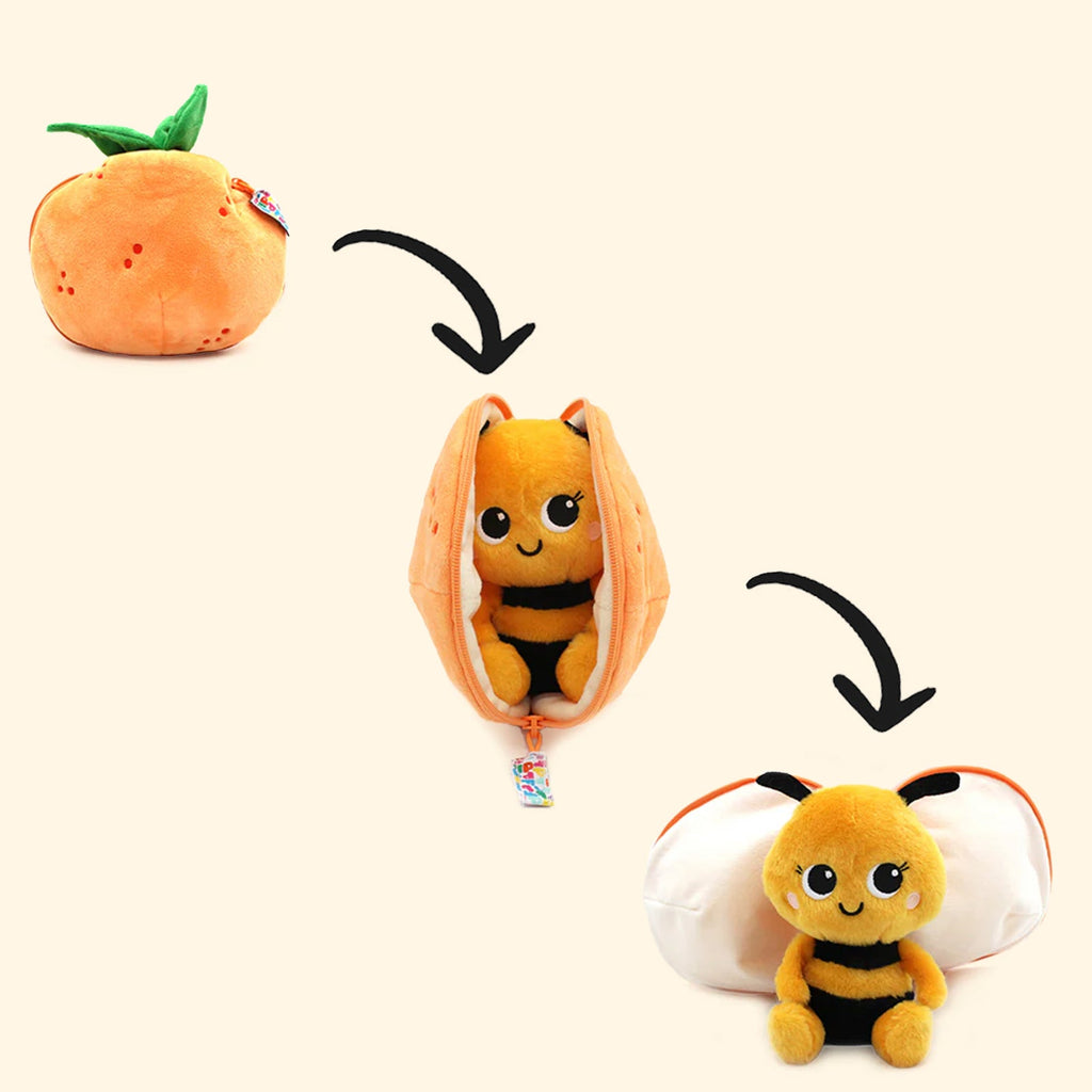 PELUCHE 2 EN 1 FLIPETZ ABEILLE MANDARINE - Bébé Nido