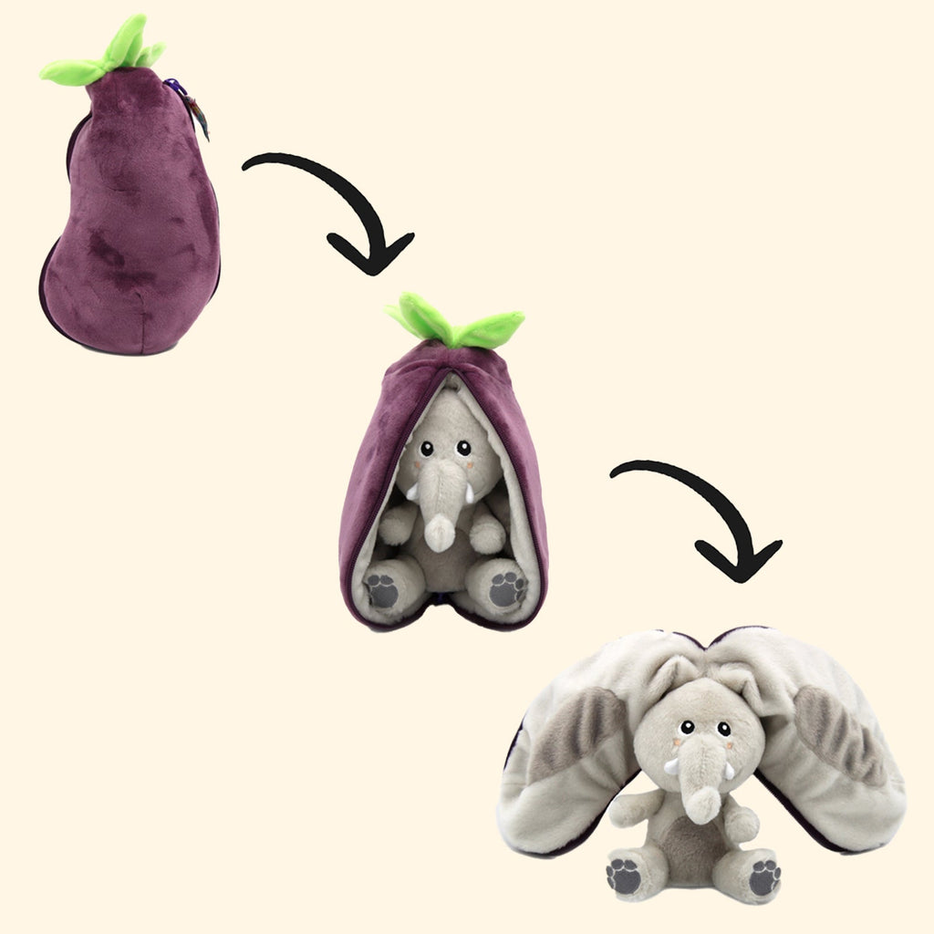 PELUCHE ÉLÉPHANT AUBERGINE - Bébé Nido