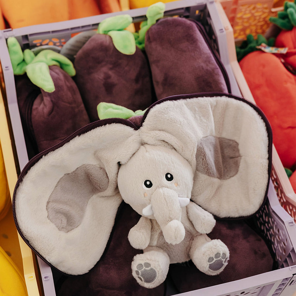 PELUCHE ÉLÉPHANT AUBERGINE - Bébé Nido