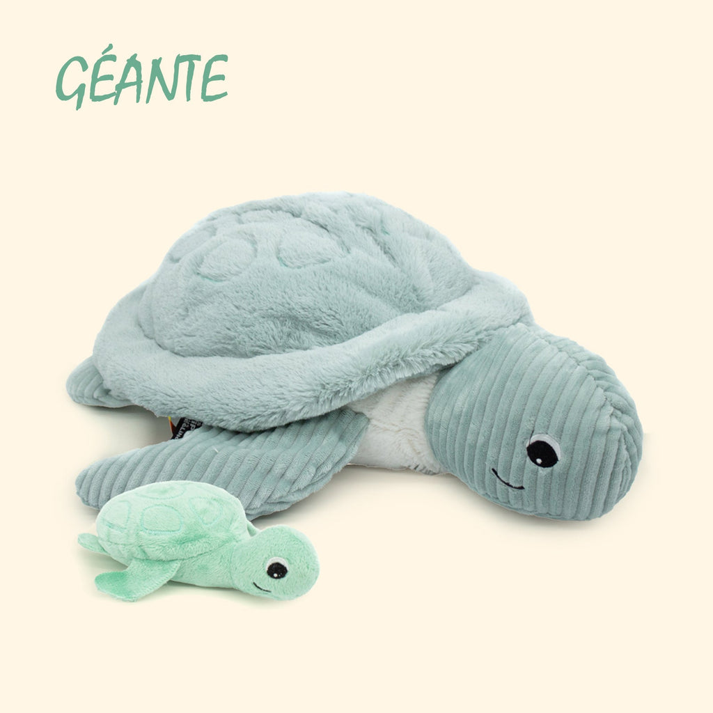 PELUCHE GÉANTE MAMAN TORTUE ET SON BÉBÉ MENTHE - Bébé Nido